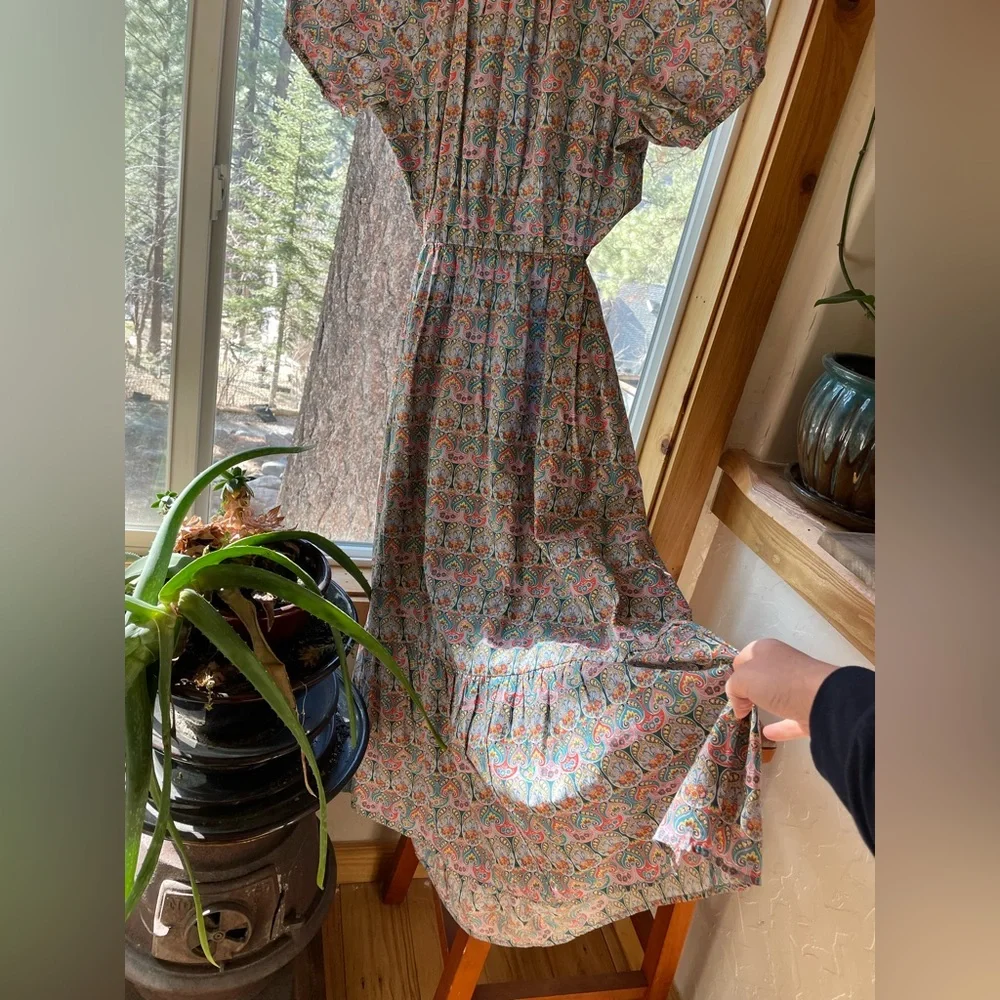 J CREW LIBERTY CUTOUT ORGANIC COTTON GIORGIA DUKE PRINT MAXI DRESS, size 10 - Picture 3 of 6